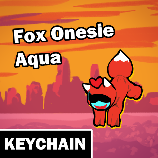 Fox Onesie Aqua Clear Acrylic Keychain
