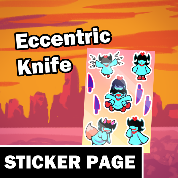 Eccentric Knife - Aqua Coated Paper Stickers Sheet