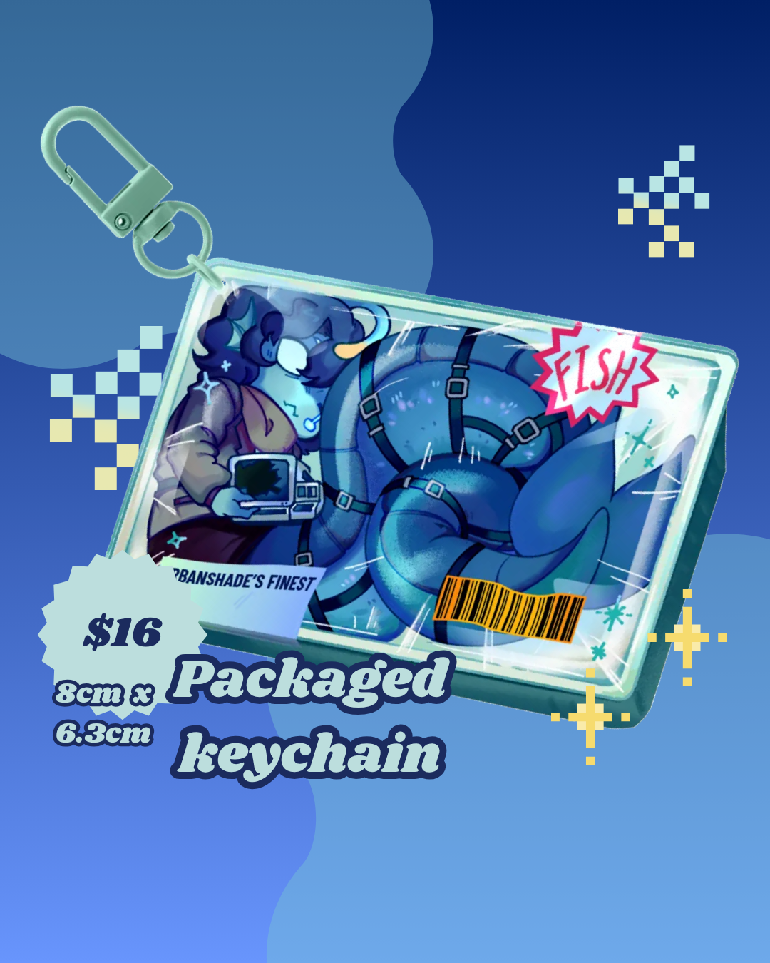 Sebastian and Painter packaged keychain