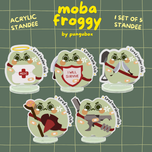 MOBA Froggy - Tired Gamer Club Clear Acrylic Standees Set