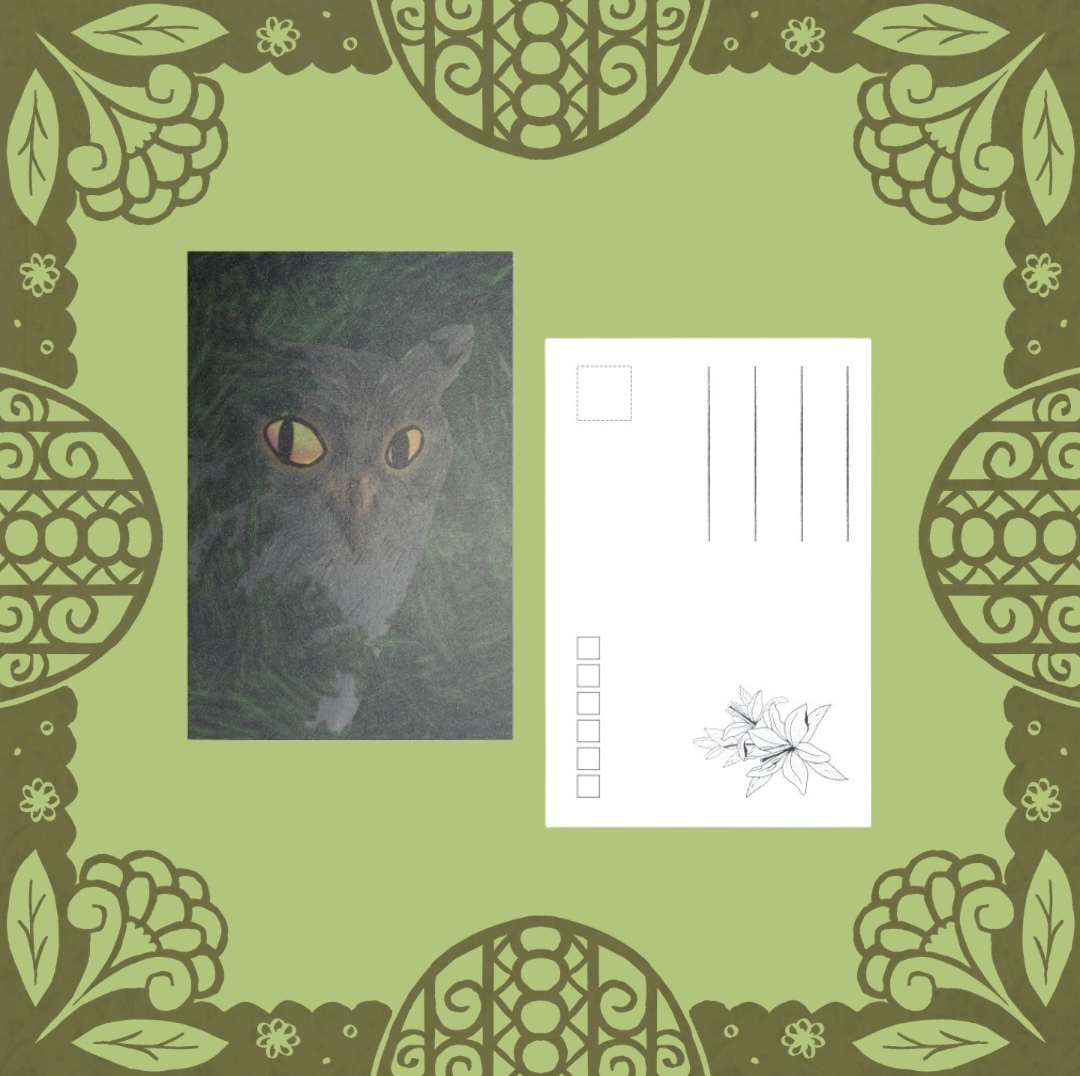 Pearl Paper Great Horned Owl Postcard