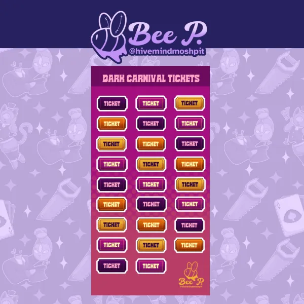 Dark Carnival Tickets - Holo Star Deco Sticker Sheet