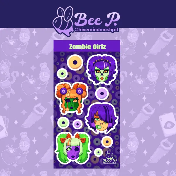 Zombie Girlz - Holo Star Deco Sticker Sheet