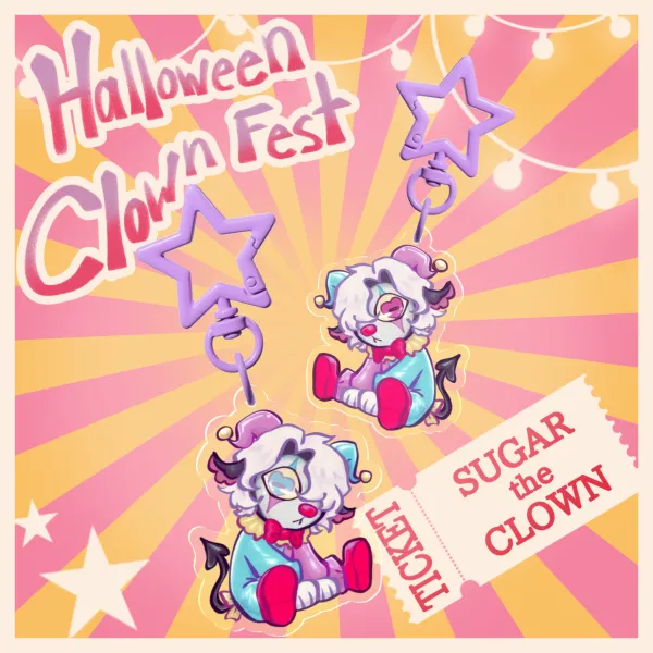 Sugar the Clown Colored Edge Acrylic Keychain