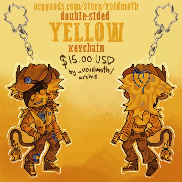 double sided yellow deltarune keychain