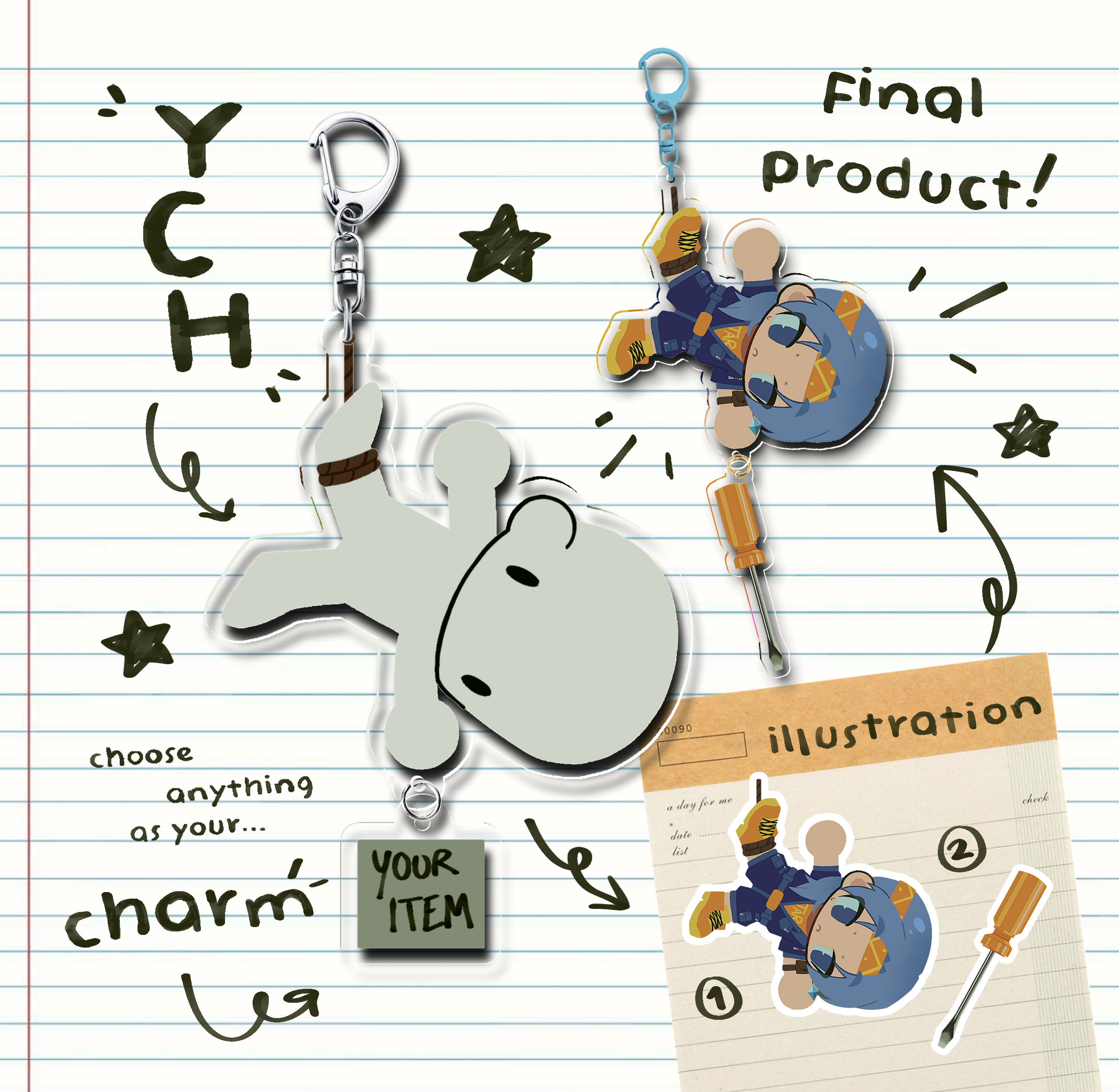 YCH Dangling Character With Item Keychain