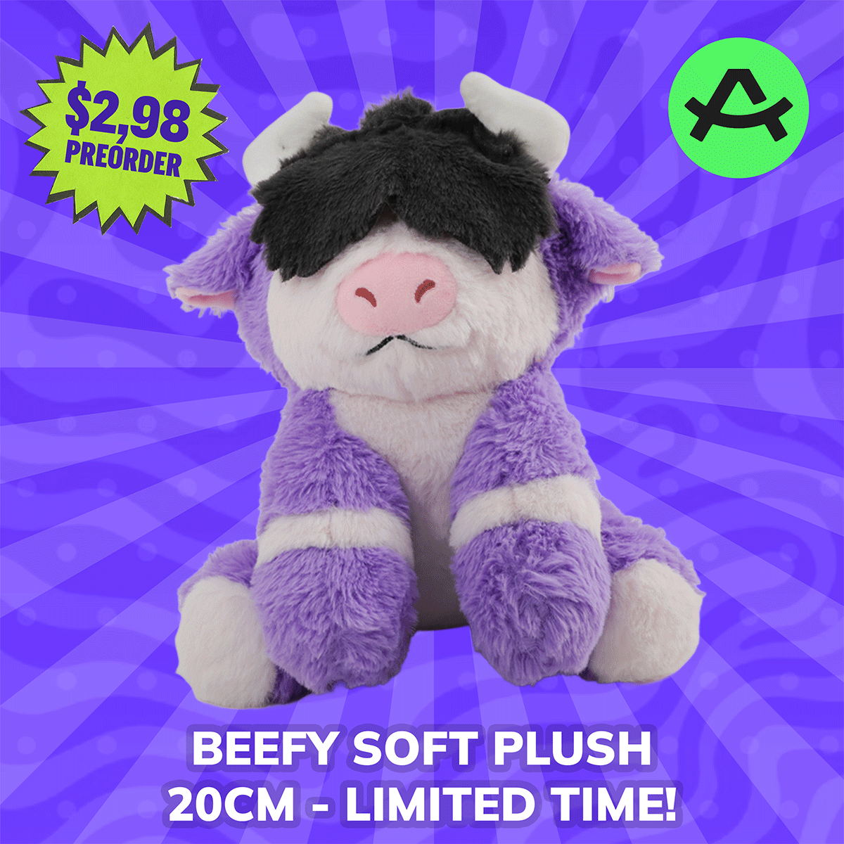 Beefy Soft Plush 🐮💜 - 20cm (LIMITED)