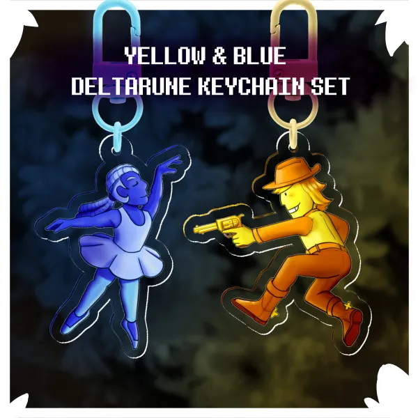 Yellow & Blue deltarune keychain set