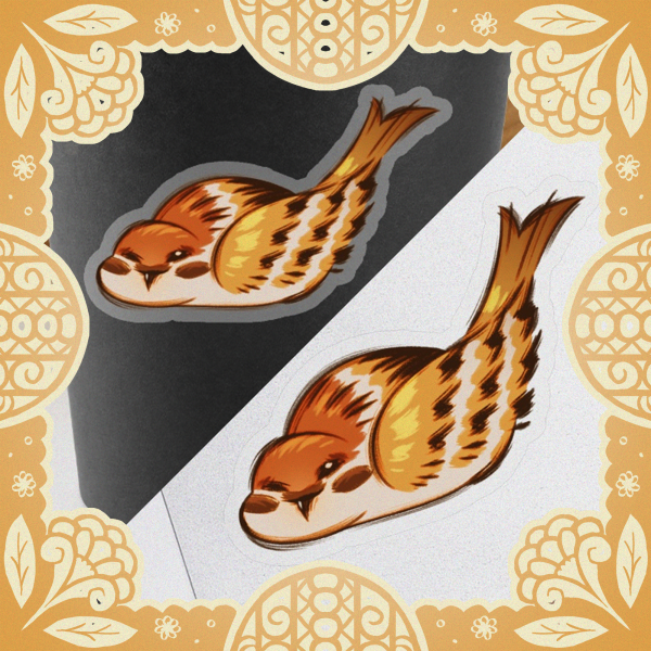 Eurasian Tree Sparrow - Clear PET Vinyl Die Cut Stickers