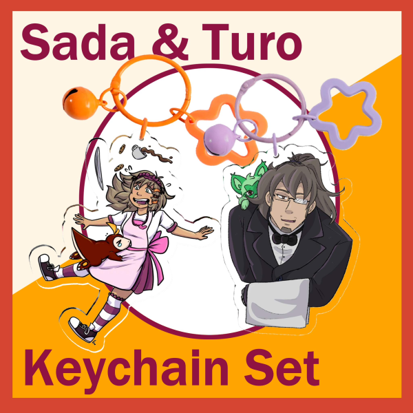 Cafe Theme Sada and Turo Keychain Set