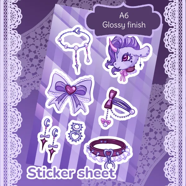 Nico Stickers Sheet - OC Jirai Kei Unicorn