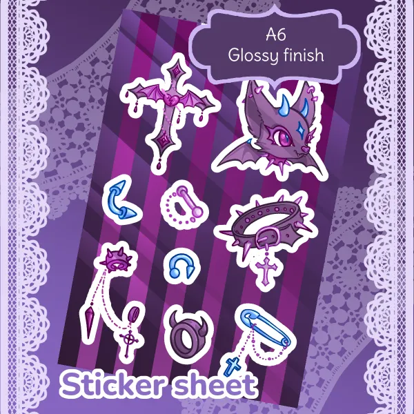Chuchu Stickers Sheet - OC Goth Punk Chupacabra