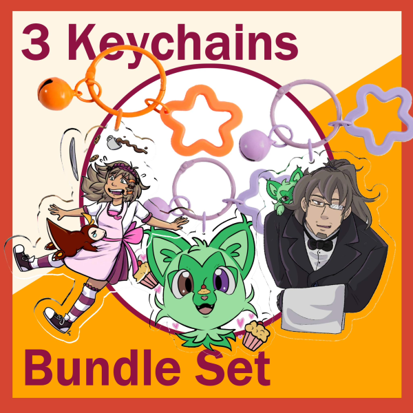 Cafe Theme Keychains & Print Set