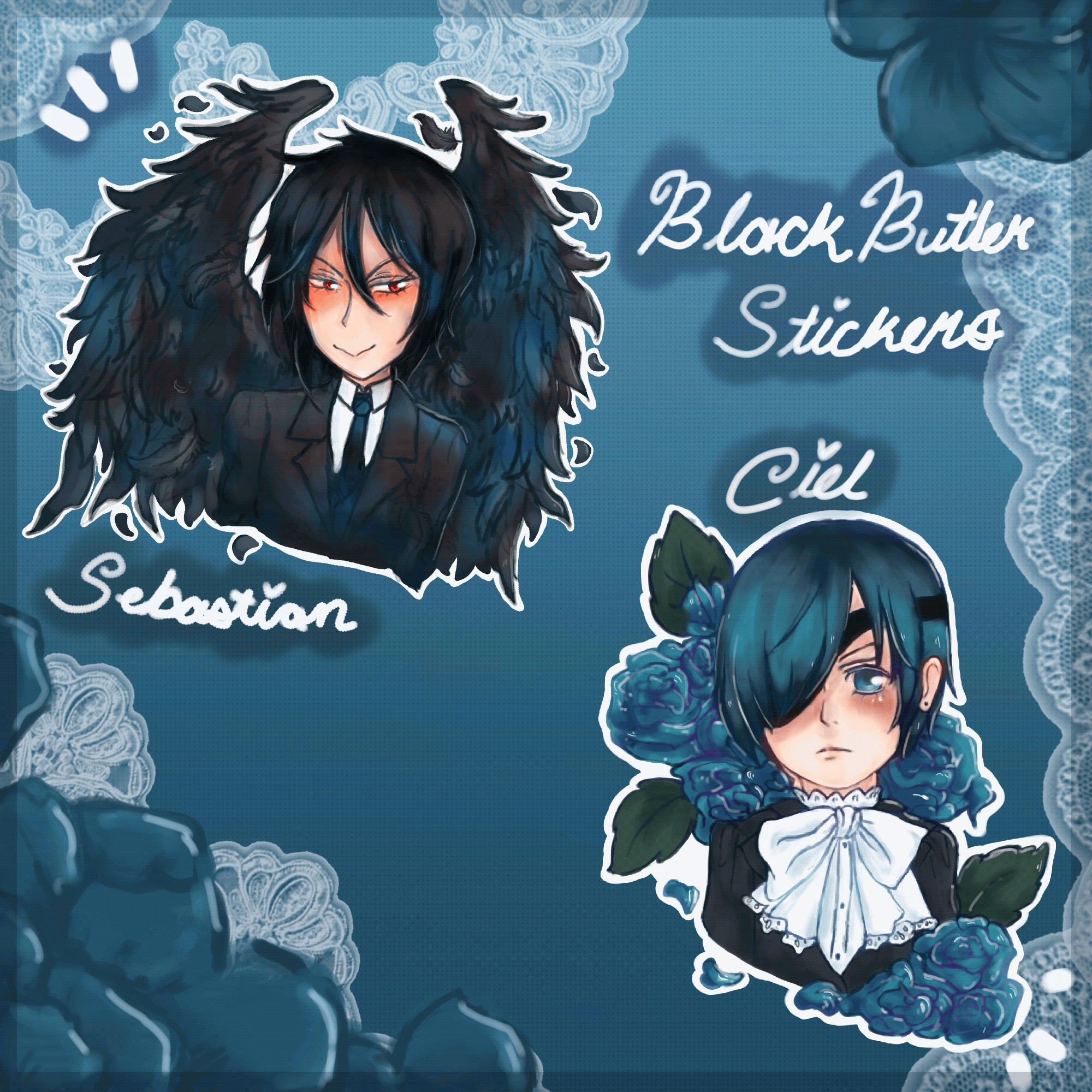 ⏾ Black Butler Holographic Sticker Set ⏾