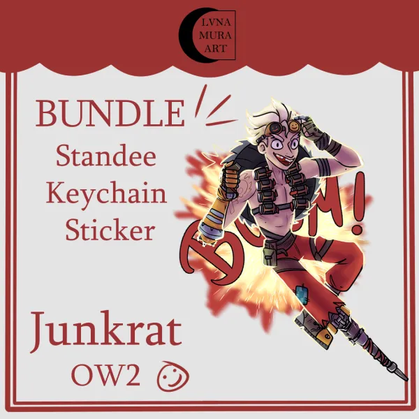 Junkrat OW2 - Standee, Keychain and sticker!