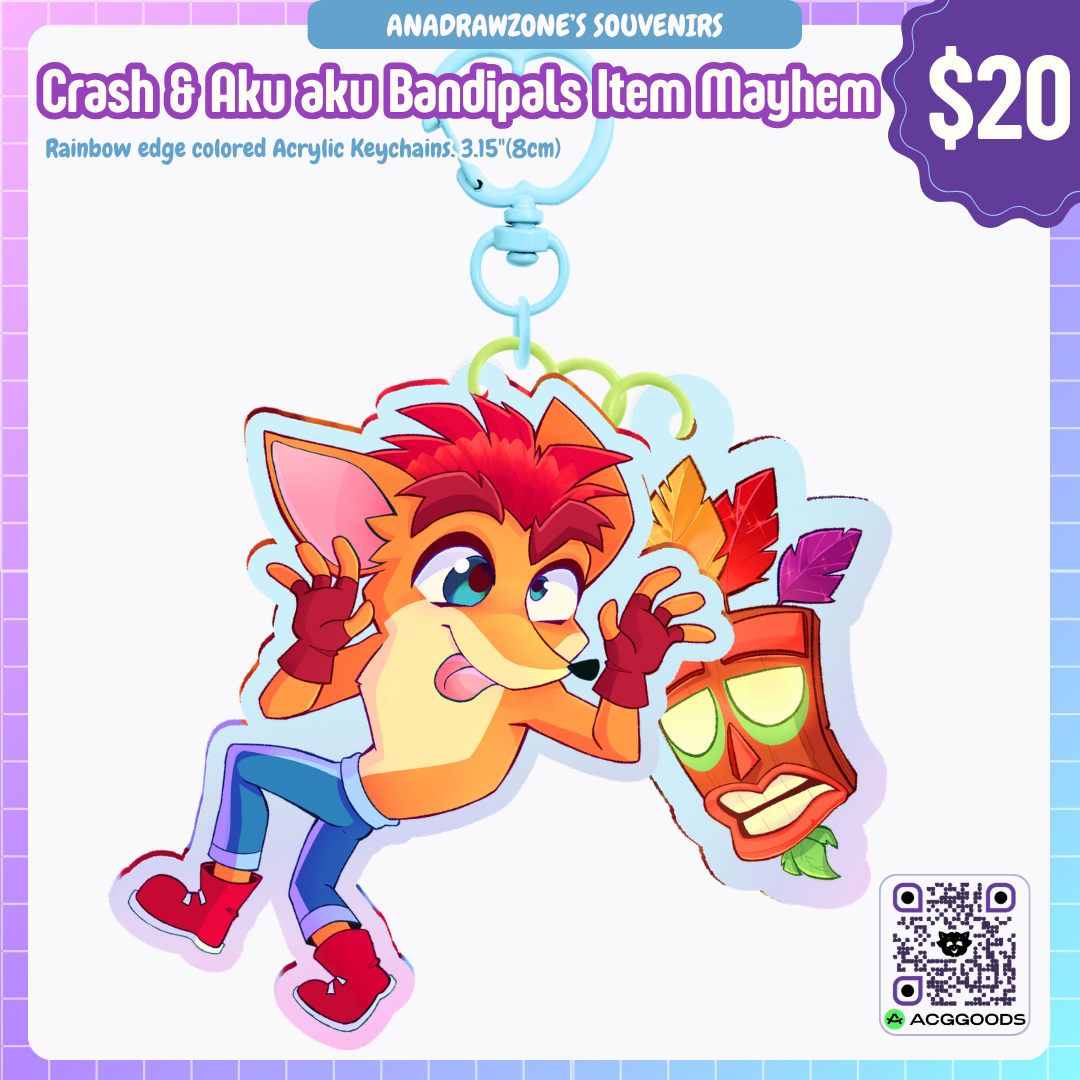 Crash & Aku | Bandipals Item Mayhem |  Acrylic 2-Piece Keychains