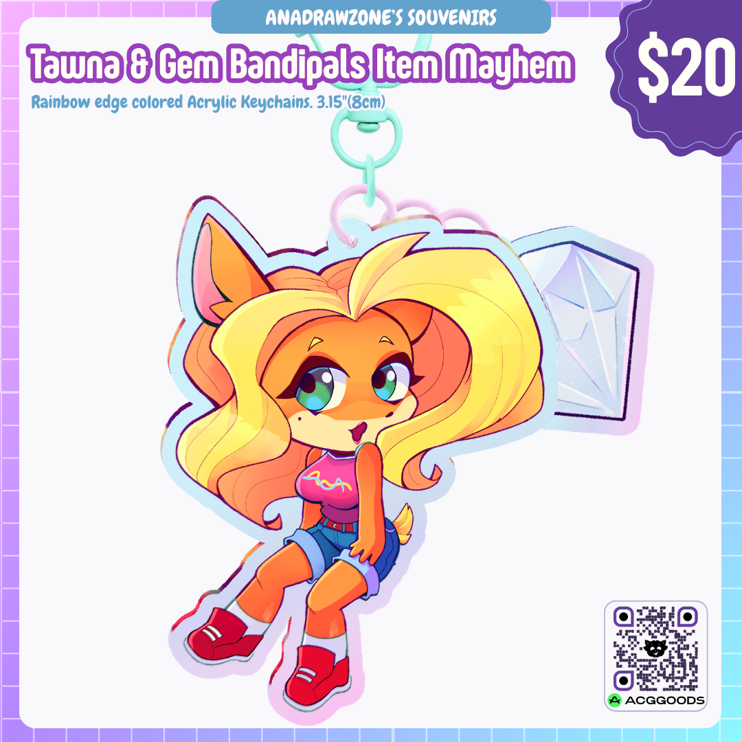 Tawna & Gem | Bandipals Item Mayhem | Acrylic 2-Piece Keychains