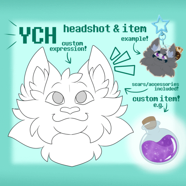 YCH Headshot & Item Dual Keychain