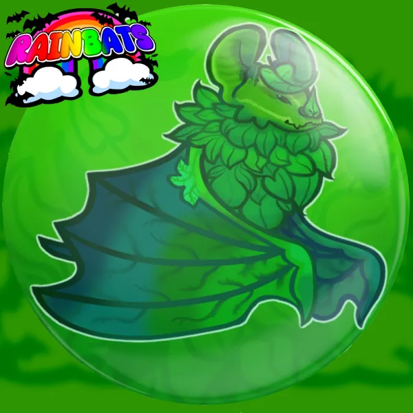 [RAINBATS!] Green Striped Face Bat Badge!