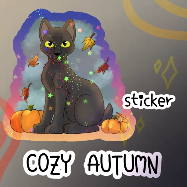Black Cat Autumn Stickers / Cozy Autumn