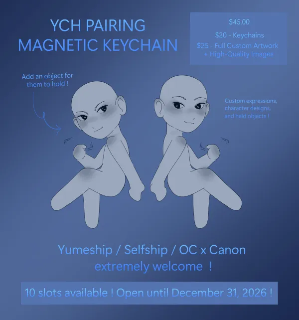 YCH Couple Paired Magnetic Heart Keychains