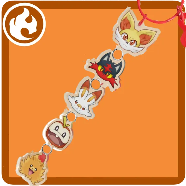 Pokemon fire starters 6-10 gen Keychains