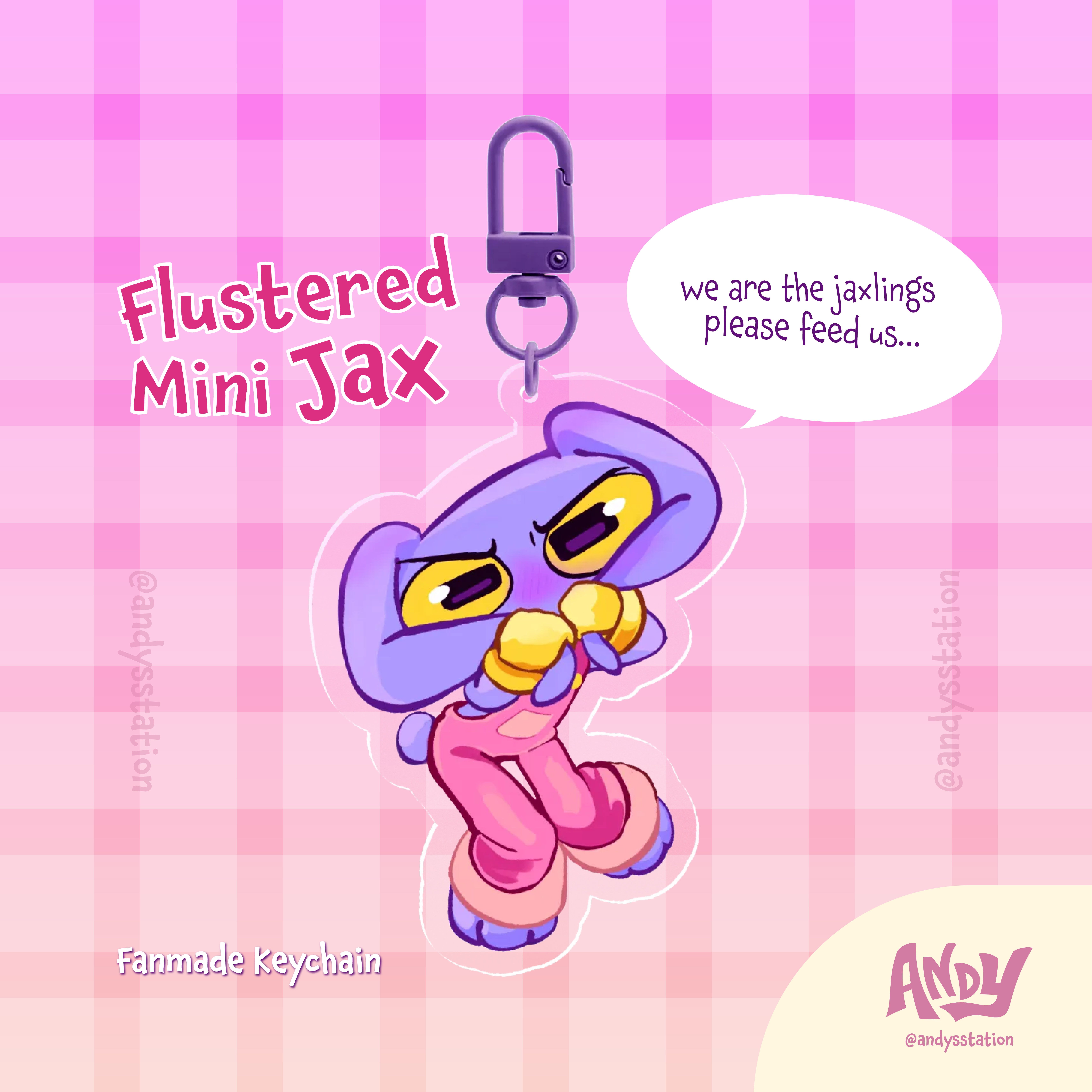 flustered! - mini jax - acrylic keychain
