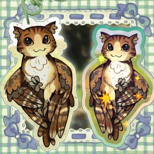Meowl Sticker and Keychain Set