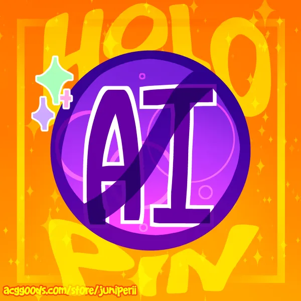 Anti-AI Holographic Button Pin - Badge