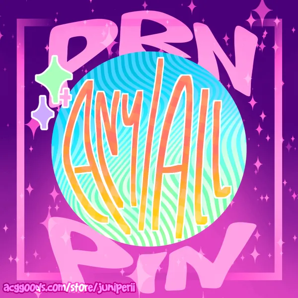 Any/All Pronouns Orange & Blue Holographic Button Pin - Badge