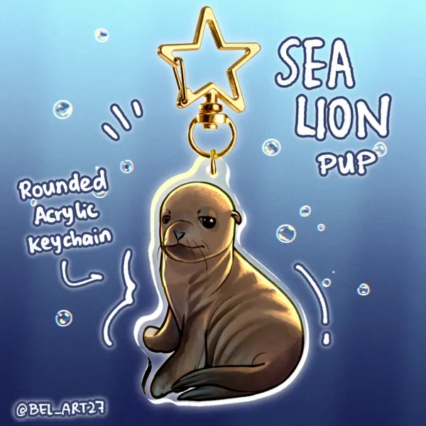 Sea Lion pup Single-side Rounding Acrylic Keychains