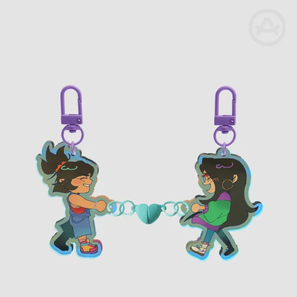 jo and raissa heart magnet keychain