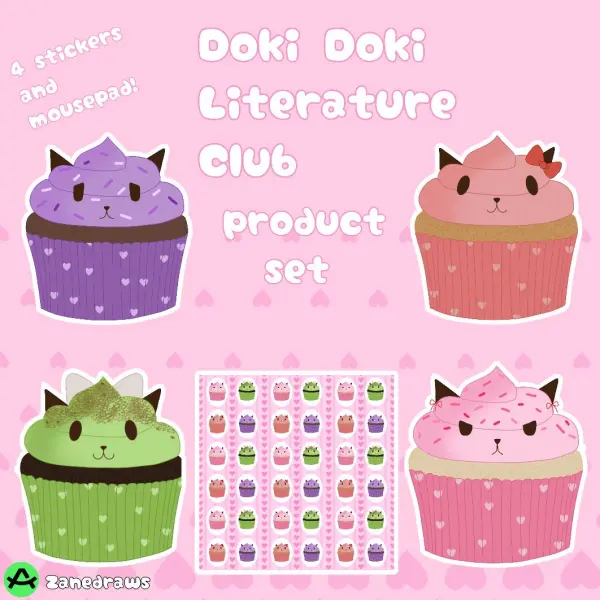 Doki Doki Literature Club cupcakes product set
