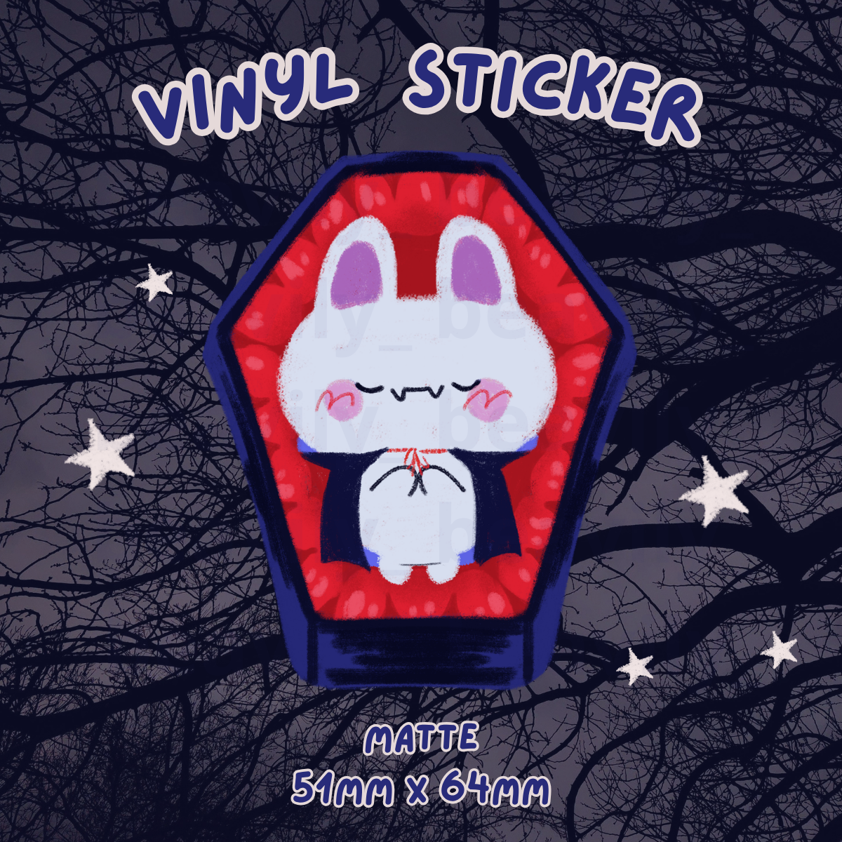 Resting vampire bunny sticker