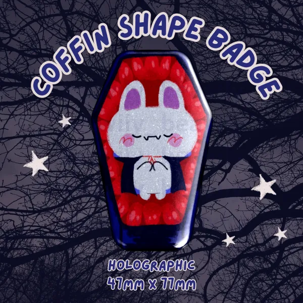Vampire bunny Coffin Shape Holographic Badge