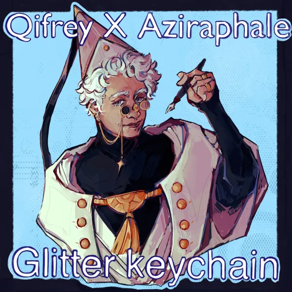 Qifrey X Aziraphale acrylic glitter keychain