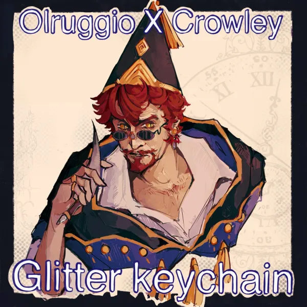 Olruggio X Crowley acrylic glitter keychain