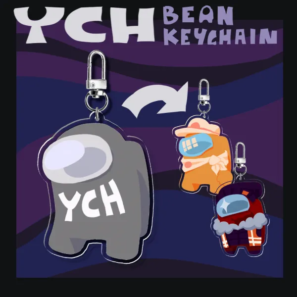 YCH Lineless Among Us Bean Acrylic Keychains