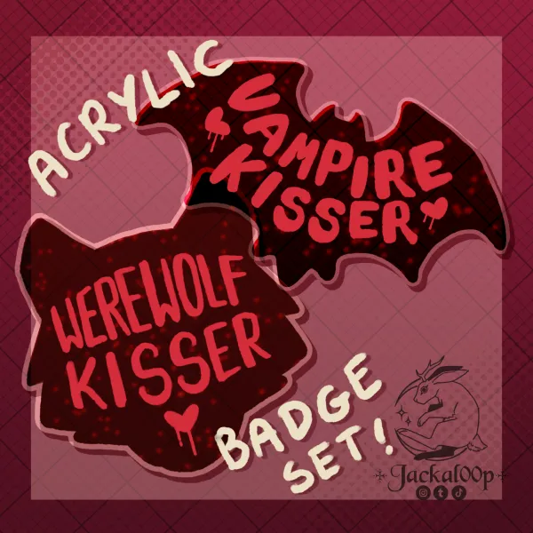 Werewolf & Vampire Kisser Pins