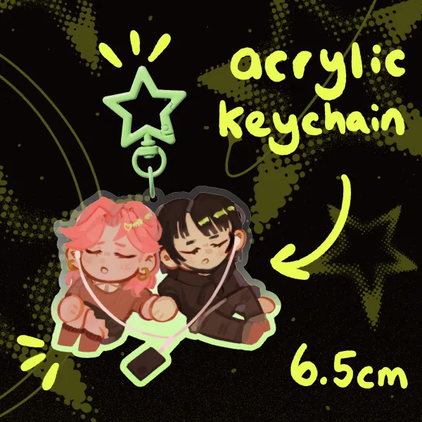 yuri love - green Colored Edge Acrylic Keychains