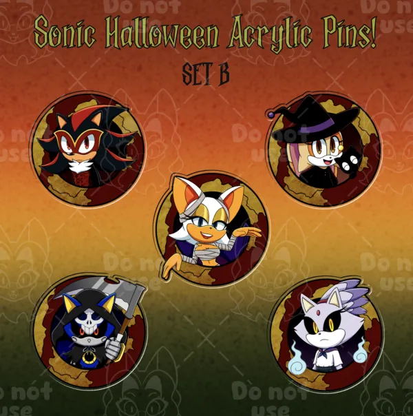 Sonic Halloween Acrylic Pins (Set B)