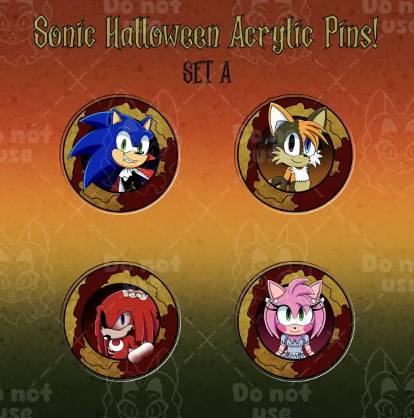Sonic Halloween Acrylic Pins (Set A)