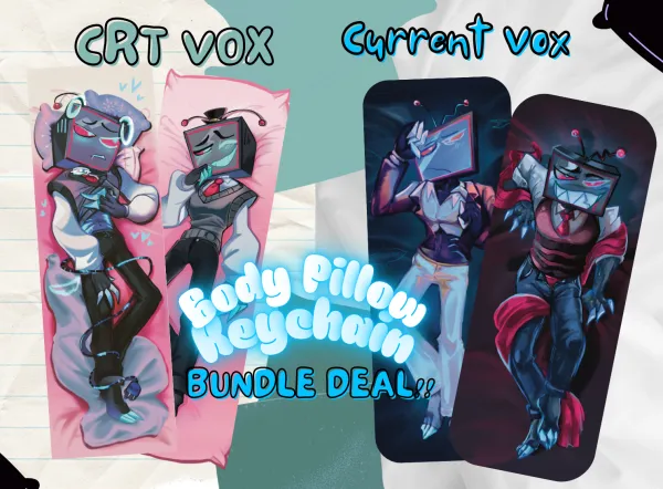 Vox Body Pillow Keychain / Hazbin Hotel set
