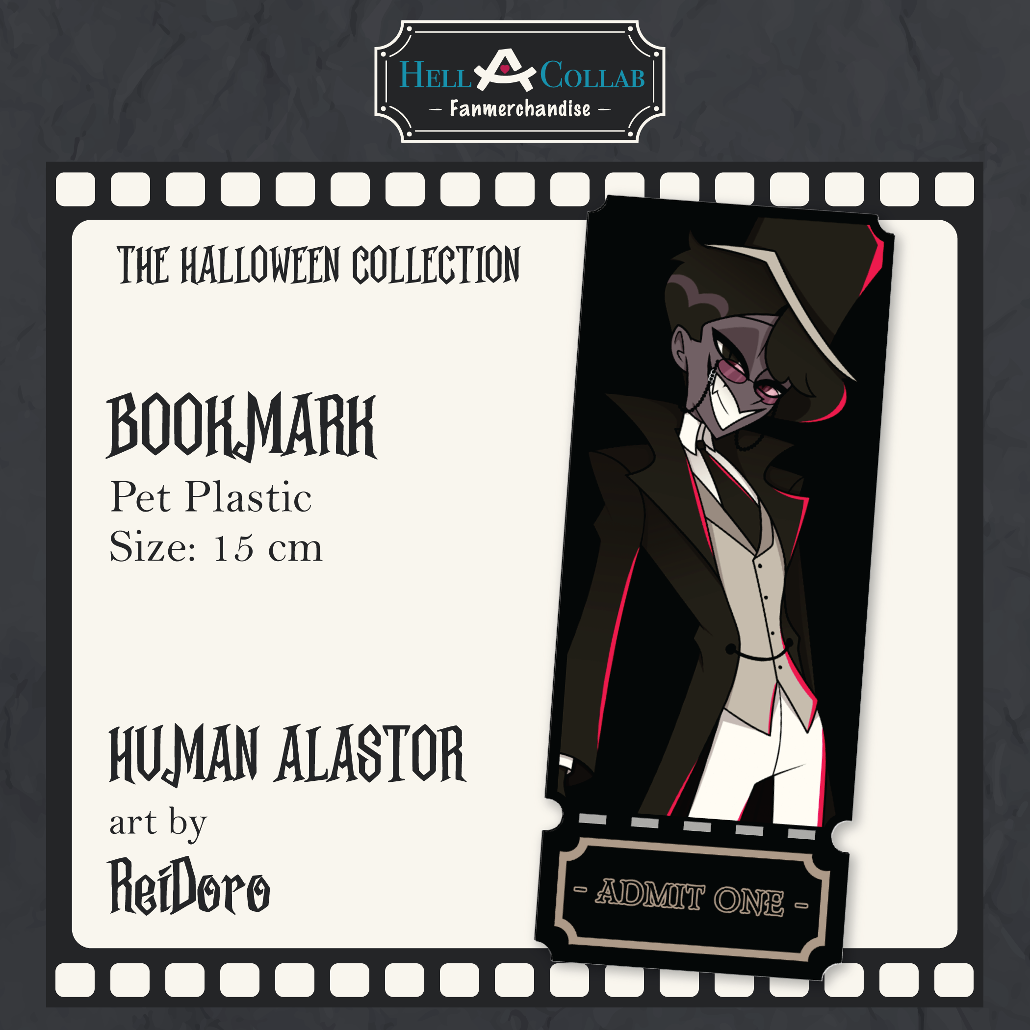 [HH] Human Alastor Bookmark • Hellacollab Halloween Collection