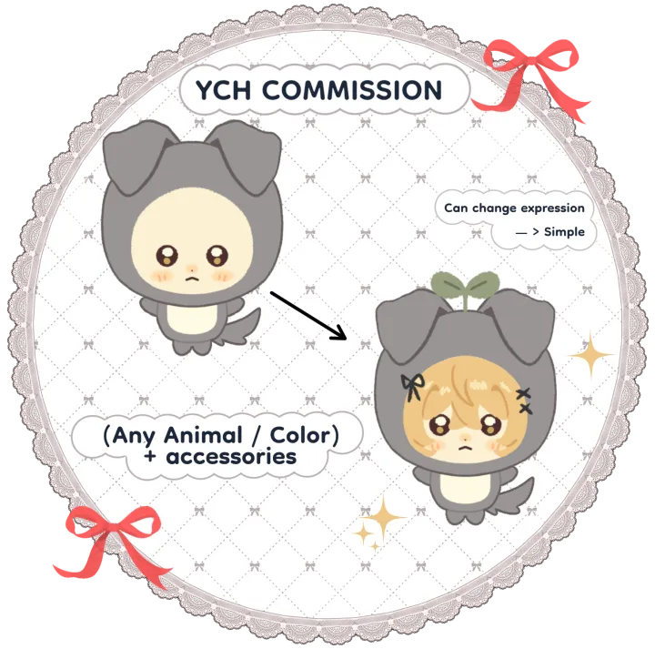 Mini Chibi YCH Custom Animal Outfits Merch Commission
