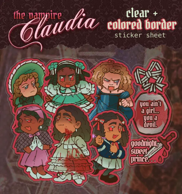 [IWTV] Claudia Triplets! CLEAR Sticker Sheet (W/ COLOR BORDER)