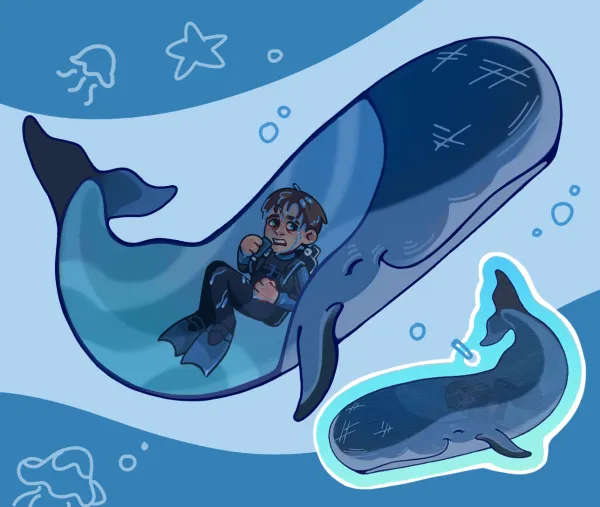 Whalefall_Lenticular acrylic pendant