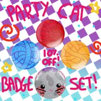 Party cat badge set!