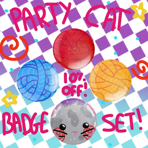 Party cat badge set!