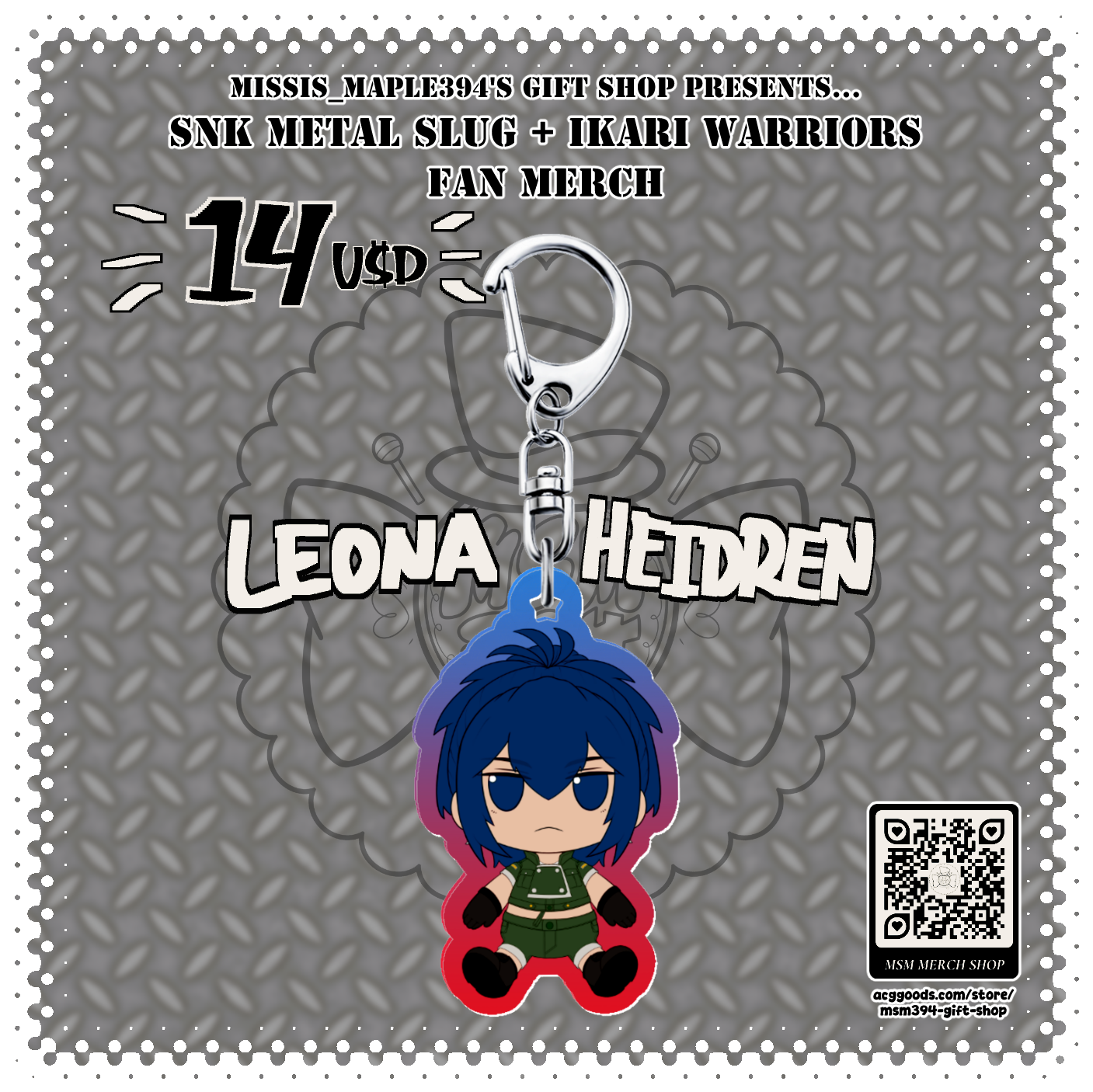 ACRYLIC CHARM - Leona Heidren + ZOMBIE VER. (Ikari Warriors /KOF '96)